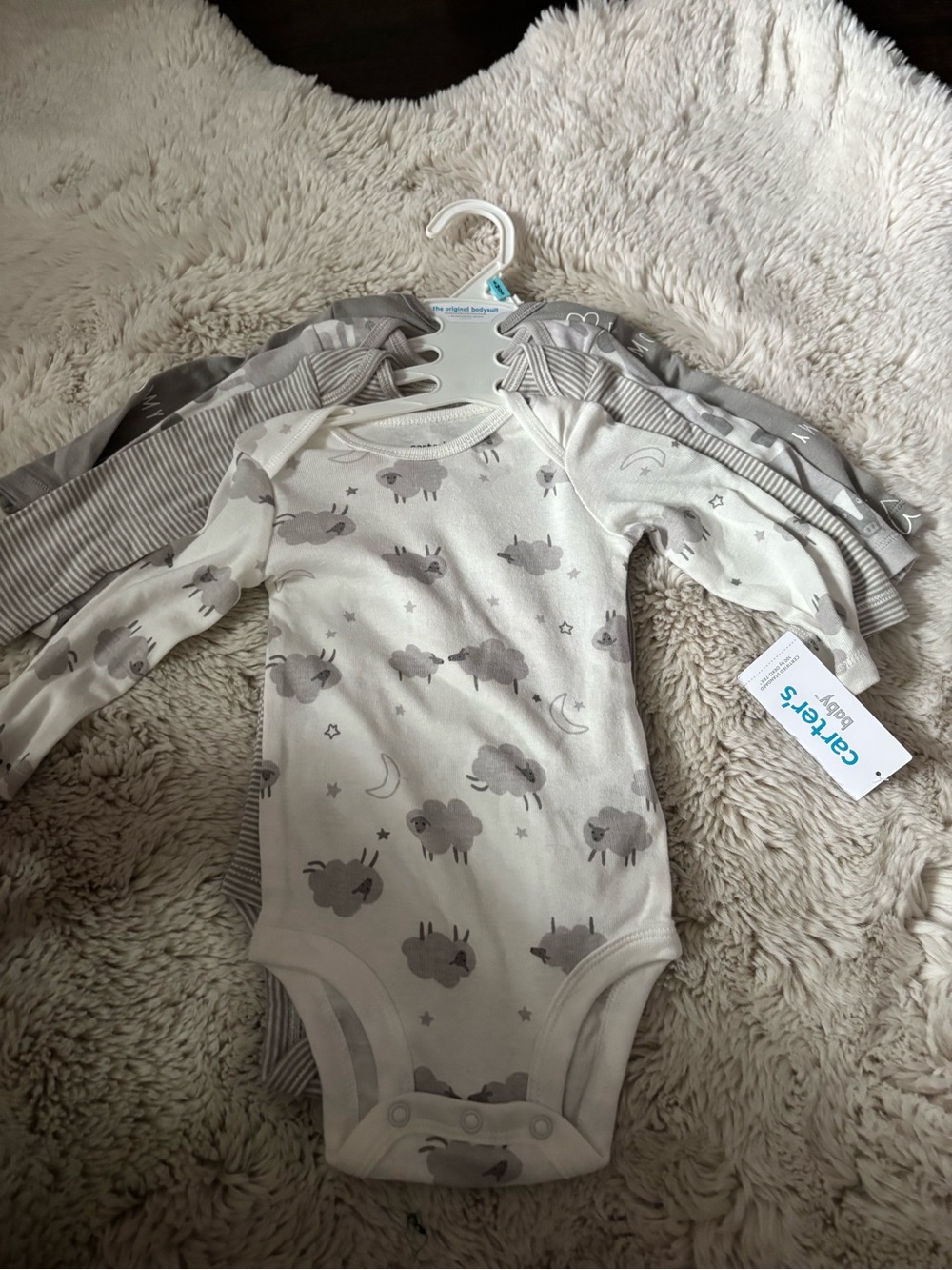 Carter's Gray Long Sleeve Onesies - 4 Pack
